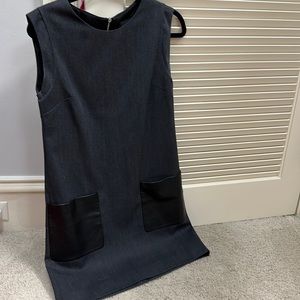 Grey dress with leather pockets